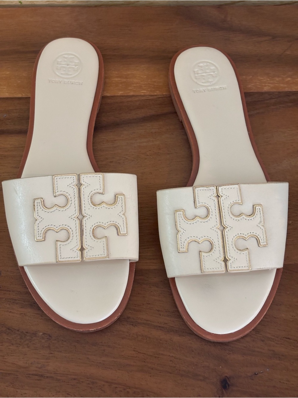 Tory Burch Ines Slide Cream Gold